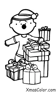 Navidad / Alegría: Un niño abriendo un regalo en la mañana de Navidad