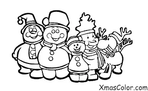 Navidad / Amigos de Huespedes del Hombre de Nieve: Frosty el hombre de nieve con un grupo de renos