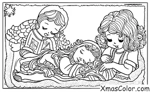 Navidad / Ángeles de Navidad: Un ángel que vela por un niño durmiente