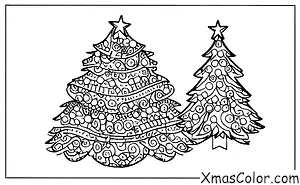 Navidad / Árboles de Navidad: Árbol de Navidad decorado con diferentes tipos de adornos