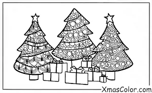 Navidad / Árboles de Navidad: Árboles de Navidad decorados con luces coloridas y adornos