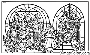 Navidad / Avent: Ventana de vidrieras con el ramo de Adviento