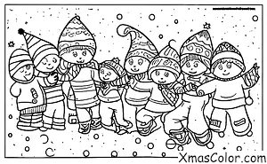 Navidad / Bolas de nieve: Un grupo de niños teniendo una pelea de bolazos de nieve