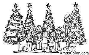 Navidad / Canto de Navidad: Los villancicos cantan frente al árbol de Navidad