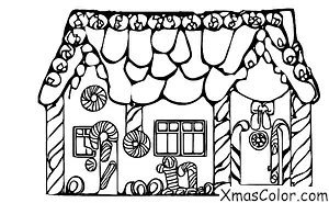 Navidad / Casas de jengibre de Navidad: Una casa de gingerbread con nieve en el techo