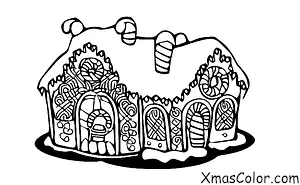Navidad / Casas de jengibre de Navidad: Una casita de jengibre con una corona de adviento