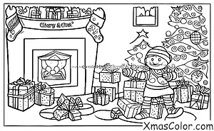 Navidad / Chimeneas: Santa bajando por la chimenea