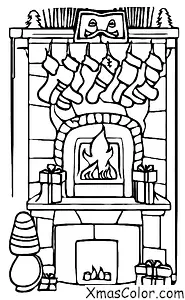 Navidad / Chimeneas: Una chimenea con un fuego ardiente
