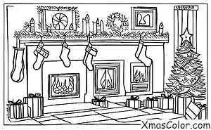 Navidad / Chimeneas: Una chimenea con un tronco de Navidad ardiente