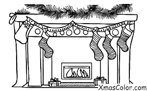 Navidad / Chimeneas: Una chimenea con una chimenea decorada para Navidad