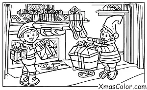 Navidad / ЏЏЏЏЏЏ: Elfo de Navidad entregando regalos a los niños buenos