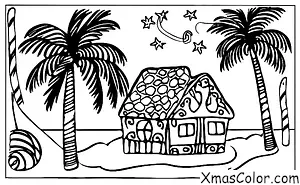 Navidad / Comer casas de pan de jengibre: Una casa de jengibre en la playa