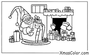 Navidad / Compras de Navidad: Santa bajando por la chimenea