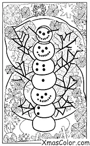 Navidad / Copos de nieve: Un grupo de copos de nieve formando un muñeco de nieve