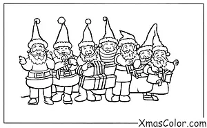 Navidad / Coristas de Navidad: Santa y sus elfos cantando villancicos en el taller