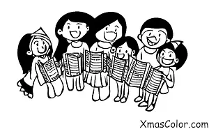 Navidad / Coro de Navidad: Un grupo de adolescentes que cantan villancicos juntos