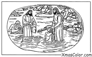 Navidad / Cumpleaños de Jesús: Jesús siendo bautizado en el río Jordania