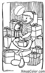 Navidad / Día de Navidad: Un niño abriendo un regalo