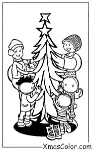 Navidad / Elegir y Cortar un Árbol de Navidad: La familia está decorando el árbol de Navidad