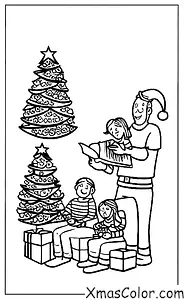 Navidad / Elegir y Cortar un Árbol de Navidad: Una familia disfrutando de su árbol de Navidad decorado