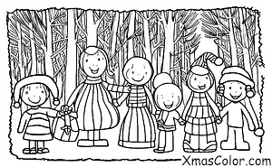 Navidad / Elegir y Cortar un Árbol de Navidad: Una familia está eligiendo un árbol de Navidad en el bosque