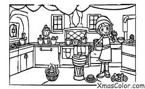 Navidad / Elfos: Un elfo cocinando en la cocina