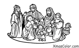 Navidad / Epifanía: Los Tres Reyes adorando a Jesús niño