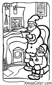 Navidad / Escribiendo cartas a Papá Noel: Santa leyendo una carta de un niño