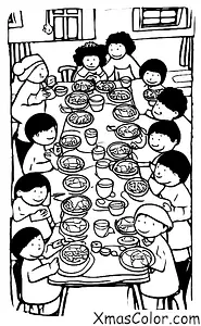 Navidad / Esperanza: Un grupo de amigos compartiendo una comida