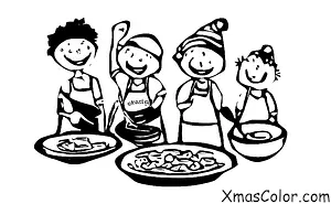 Navidad / Espíritu de Navidad: personas que voluntarios en una cocina de sopa en la víspera de Navidad