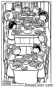 Navidad / Espíritu de Navidad: Una familia que comparte una comida juntos en el día de Navidad