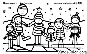 Navidad / Esquiar: Una familia esquiando juntos