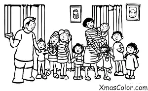 Navidad / Familia: Una familia abriendo regalos