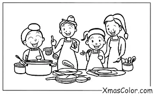 Navidad / Familia: Una familia cocinando juntos en la cocina