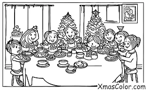 Navidad / Feliz Navidad: Una familia reunida alrededor de la mesa de Navidad