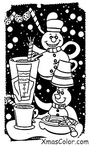 Navidad / Frosty el hombre de nieve: Frosty disfrutando de una taza de chocolate caliente