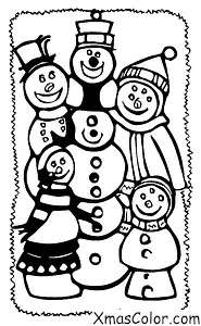 Navidad / Hombre de Nieve: Un muñeco de nieve con una familia