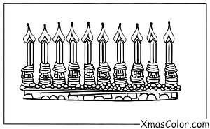 Navidad / Januca: Un candelabro con nueve velas, cada una representando una de las noches de Hanukkah