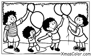 Navidad / Juegos: Familia que juega a pasar el globo