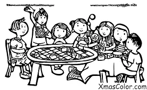 Navidad / Juegos: Un grupo de amigos jugando un juego de mesa