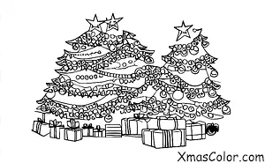 Navidad / Luces de Navidad: Luces de Navidad alrededor de un árbol de Navidad