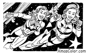 Navidad / Marvel Navidad: La Capitana Marvel volando por el cielo para salvar la Navidad