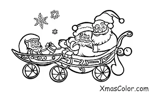 Navidad / Muérdago: Santa en su trineo