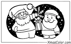 Navidad / Muérdago: Santa parado debajo del muérdago