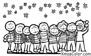 Navidad / Muérdago: Un grupo de amigos de pie bajo el muérdago
