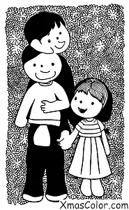 Navidad / Muérdago: Un niño y una niña de pie bajo el muérdago