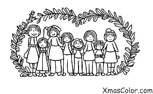 Navidad / Muérdago: Una familia de pie bajo el muérdago