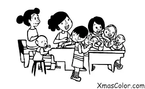 Navidad / Música de Navidad: Una familia reunida alrededor del piano cantando villancicos