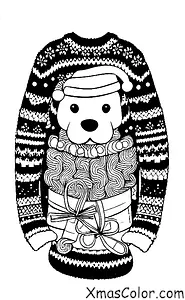 Navidad / Navidad con animales: Un perro con un jersey de Navidad lamiendo un caramelo