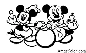 Navidad / Navidad de Disney: Mickey Mouse haciendo un muñeco de nieve